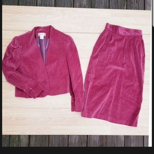 Vtg Velvet Pencil Skirt Suit